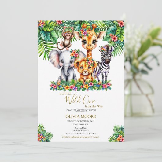 サファリの赤ちゃんシャワー野生の自分が途中にある 招待状 (スタンド正面)
