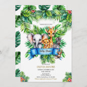 サファリの赤ちゃんシャワー野生の自分が途中にある 招待状 (正面/裏面)