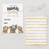 サファリの赤ちゃんモダンシャワー動物クラッカーゲーム エンクロージャーカード (正面/裏面)