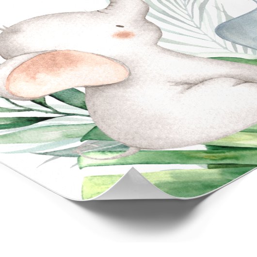 サファリの赤ちゃん動物の緑の赤ちゃんシャワーへようこそ ポスター (角)