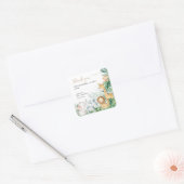 サファリの赤ちゃん動物の緑の赤ちゃんシャワー感謝してい スクエアシール (封筒)