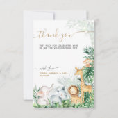 サファリの赤ちゃん動物の緑の赤ちゃんシャワー サンキューカード (正面)