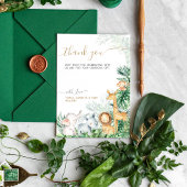 サファリの赤ちゃん動物の緑の赤ちゃんシャワー サンキューカード
