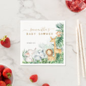 サファリの赤ちゃん動物の緑の赤ちゃんシャワー スタンダードカクテルナプキン (インサイチュ)