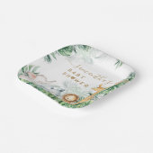 サファリの赤ちゃん動物の緑の赤ちゃんシャワー ペーパープレート (傾斜あり)