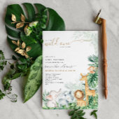 サファリの赤ちゃん動物の緑の赤ちゃんシャワー 招待状