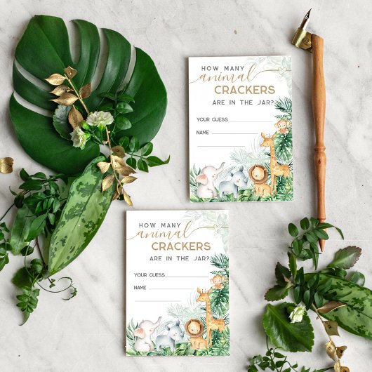 サファリの赤ちゃん動物の赤ちゃんシャワー推測ゲーム エンクロージャーカード