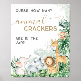 サファリの赤ちゃん動物の赤ちゃんシャワー推測ゲーム ポスター