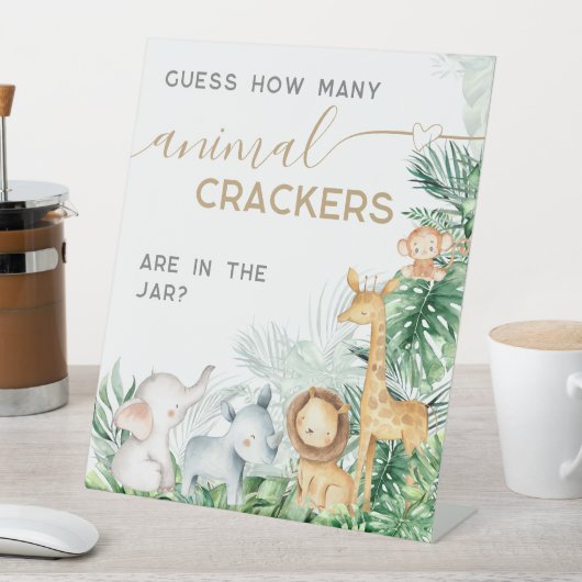 サファリの赤ちゃん動物の赤ちゃんシャワー推測ゲーム 台座サイン (インサイチュ)