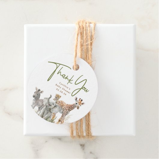 サファリの赤ちゃん動物キュートありがとう フェイバータグ (インサイチュ)