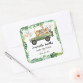 サファリの赤ちゃん動物ジャングル熱帯赤ちゃんシャワー スクエアシール (封筒)