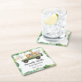 サファリの赤ちゃん動物ジャングル熱帯赤ちゃんシャワー スクエアペーパーコースター (インサイチュ)