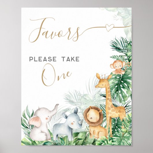 サファリの赤ちゃん動物ベビーシャワー甘い好意 ポスター (正面)