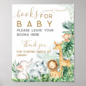 サファリの赤ちゃん動物ベビー用の赤ちゃんシャワーブック ポスター (正面)