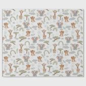 サファリの赤ちゃん動物レインボウベビースシャワー ラッピングペーパー (フラット)