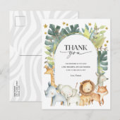 サファリの赤ちゃん感謝していシャワーあなたはがき インビテーションポストカード (正面/裏面)