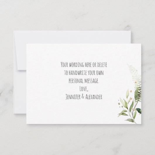 サファリの赤ん坊の動物と緑 サンキューカード (裏面)