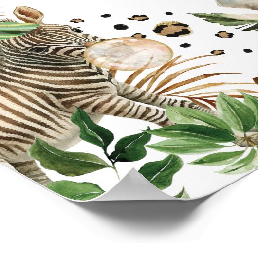 サファリの野生のパーティー動物の赤ちゃんシャワーへようこそ ポスター (角)