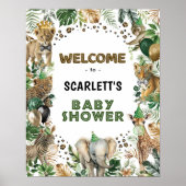 サファリの野生のパーティー動物の赤ちゃんシャワーへようこそ ポスター (正面)