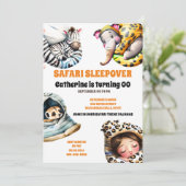 サファリの野生動物のスランバーパジャマパーティー 招待状 (スタンド正面)