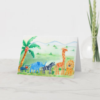 サファリの野生動物の友人 カード