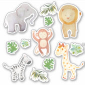 サファリの野生動物の熱帯葉の シール (正面)