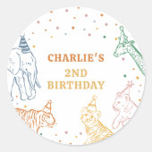 サファリの野生動物 2歳の誕生日 ラウンドシール (正面)