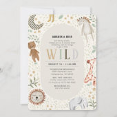 サファリの野生男女兼用の赤ちゃんシャワー 招待状 (正面)