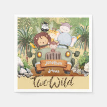 サファリの2つの野生動物が運転する車 2歳の誕生日 