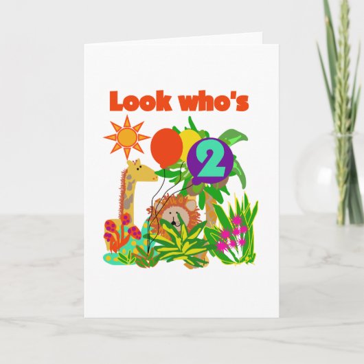 サファリの2歳の誕生日Tシャツと贈り物 カード (正面)