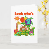 サファリの2歳の誕生日Tシャツと贈り物 カード (黄色い花)