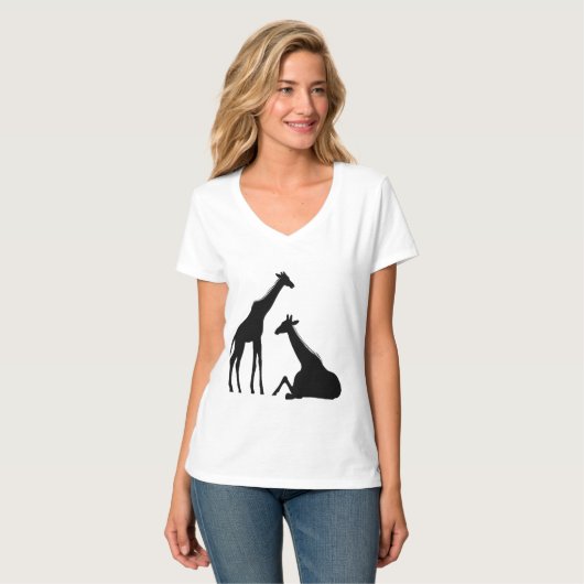 サファリの「ギラフ」ティー、アフリカのギラフ野生動物 Tシャツ (正面フル)