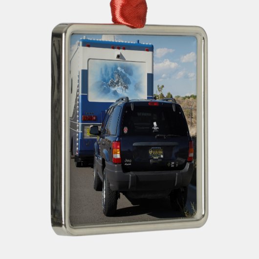 サファリのTREK 1999の青のクラシックRV Motorhomeのジープ メタルオーナメント (右)