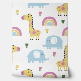 サファリよくはしゃぐアニマルズ子供部屋 壁紙