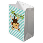 サファリよくはしゃぐモンキー – おもしろい&お洒落子供へ ミディアムペーパーバッグ (正面アングル)