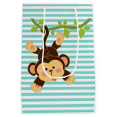 サファリよくはしゃぐモンキー – おもしろい&お洒落子供へ ミディアムペーパーバッグ (裏面)