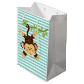 サファリよくはしゃぐモンキー – おもしろい&お洒落子供へ ミディアムペーパーバッグ (裏面アングル)