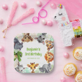 サファリをテーマにしたジャングル動物の子どもの誕生日パーティー ペーパープレート (パーティー)