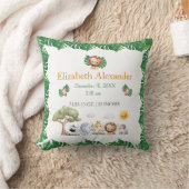 サファリをテーマにしたジャングル動物ベビー誕生統計 クッション (ブランケット)