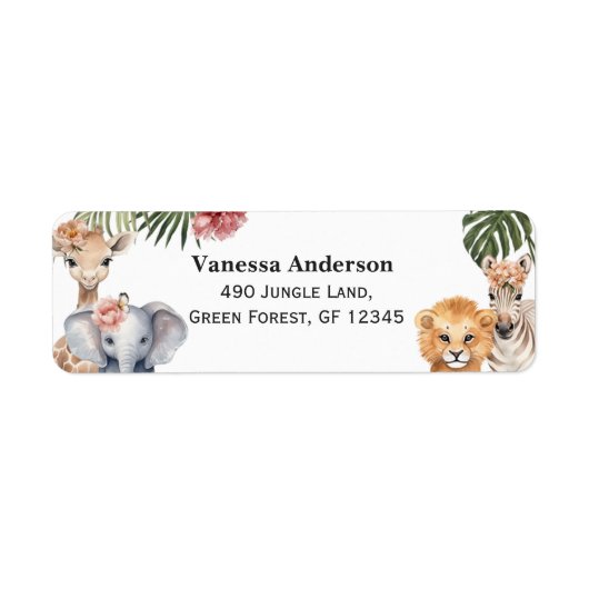 サファリをテーマにしたベビーガールシャワーワイルドワンリターンラボ ラベル (正面)