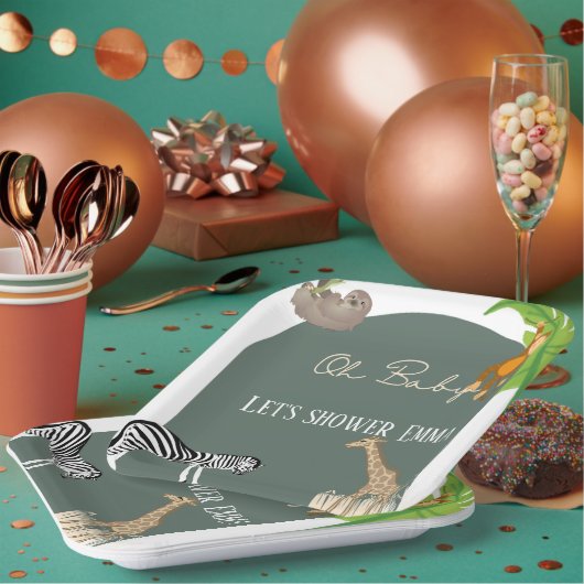サファリをテーマにしたベビーシャワープレート ペーパープレート (複数)