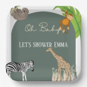 サファリをテーマにしたベビーシャワープレート ペーパープレート (正面)
