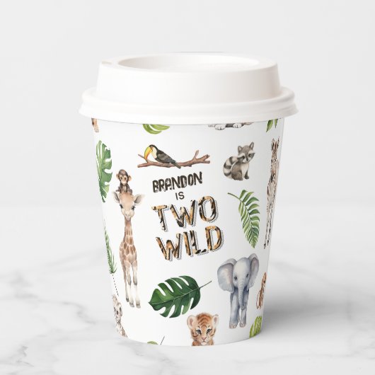 サファリをテーマにした二つの野生のジャングルの二番目の誕生日 紙コップ (裏面)