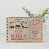 サファリをテーマにした誕生日パーティーの招待 招待状 (スタンド正面)