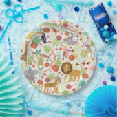 サファリをテーマにした誕生日、かわいいジャングルサファリの動物 ペーパープレート (パーティー)