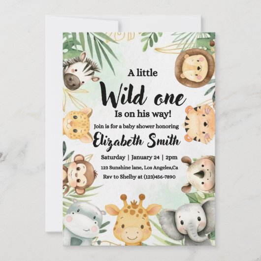 サファリをテーマにした赤ちゃんシャワーの招待状 招待状 (正面)