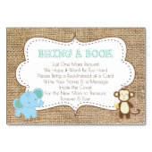 サファリをテーマにした赤ちゃんシャワーカード – 本を持って来る テーブルナンバー (正面)