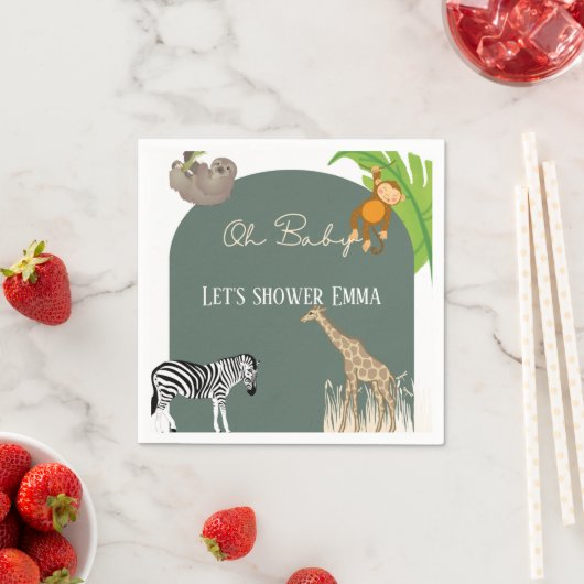 サファリをテーマにした赤ちゃんシャワーナプキン スタンダードカクテルナプキン (インサイチュ)