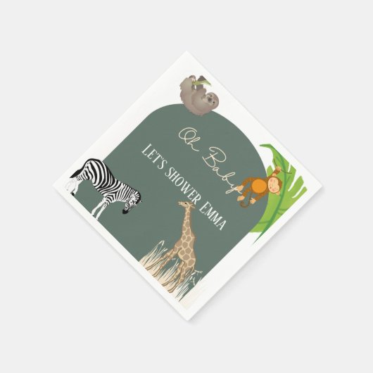 サファリをテーマにした赤ちゃんシャワーナプキン スタンダードカクテルナプキン (角)