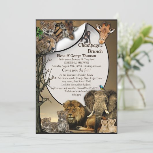 サファリアウトドアウェディングシャワー招待状 招待状 (スタンド正面)